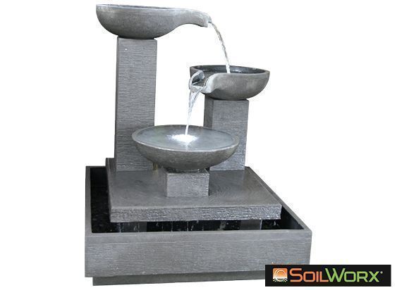 Trio Bowl Solar Fountain - Rust
